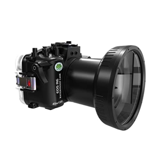 Sea frogs 40M/130FT Underwater Camera Housing Waterproof Case for Canon R6 with Flat Port (100mm), Compatible with 16-35mm, 24-105mm, 100MM and 15-35mm Lens